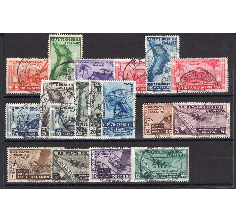 Emissioni Generali - 1933 - Decennale Marcia su Roma, serie n° 32/41 + P.A. 22/29. Cert.: IC. Cat € 1.300 (**)