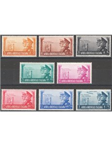 A.O.I. - 1941 - Fratellanza italo tedesca, serie n° 34/40 + P.A. 21. Cat. € 180 (**)