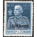 Cirenaica - 1926 - Giubileo 1,25 £ azzurro dent. 13½, n° 26. Cert.: Biondi. Cat. € 500 (*)