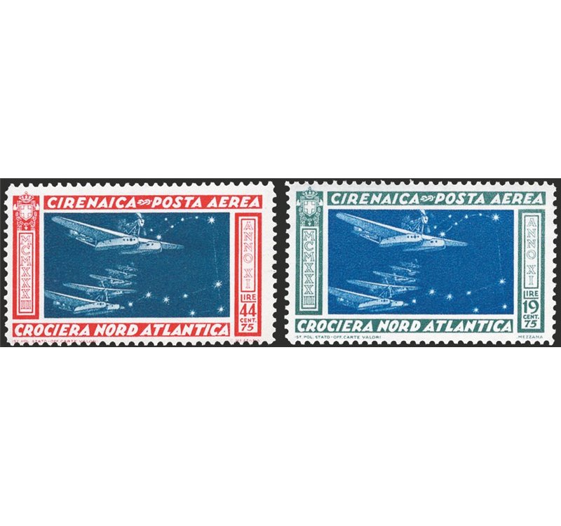 Cirenaica - 1933 - P.A. Crociera Balbo, serie n° 18/19. Cat. € 200 (**)