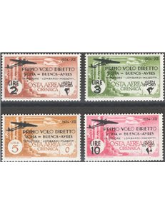 Cirenaica - 1934 - P.A. 1° Volo Roma Buenos Aires, serie n° 20/23. Cat. € 85 (**)