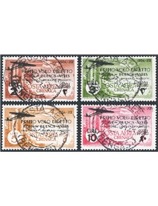 Cirenaica - 1934 - P.A. 1° Volo Roma Buenos Aires, serie n° 20/23. Cert.: IC. Cat. € 550 (U)