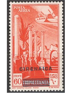 Cirenaica - 1943 - P.A. 60 c. arancio non emesso, n° 40. Cat. € 60 (**)