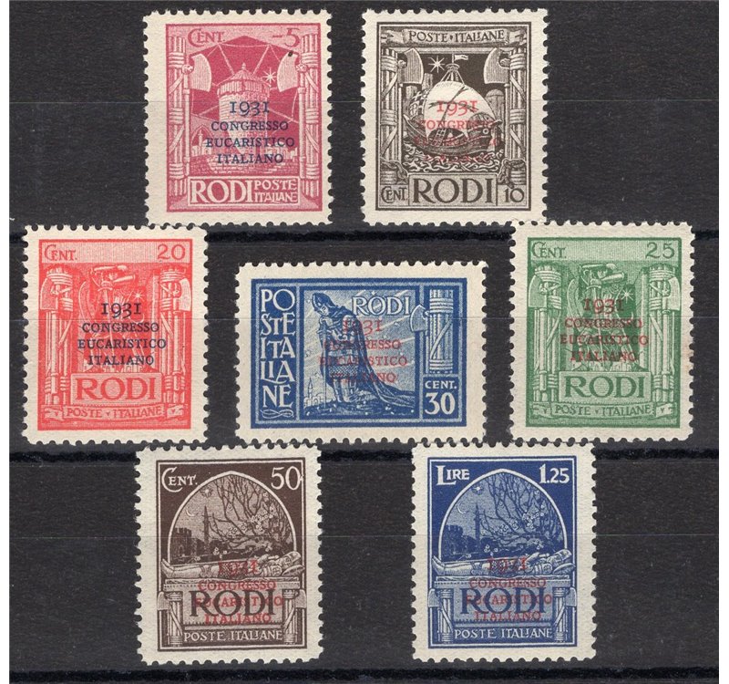 Egeo - 1931 - Pittorica con soprast., serie n° 30/36. Cert.: IC. Cat. € 960 (**)