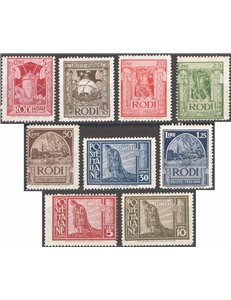 Egeo - 1932 - Pittorica dent. 14, serie n° 56/64. Cat. € 55 (**)