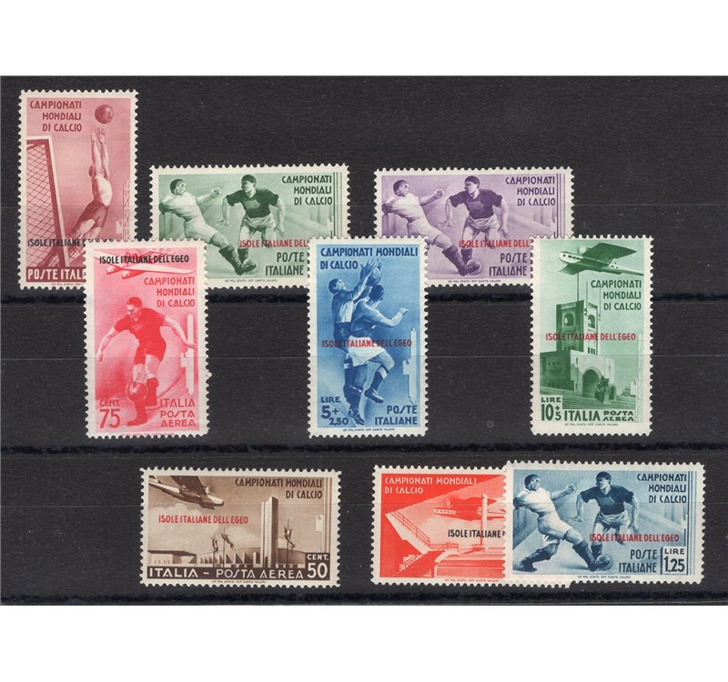 Egeo - 1934 - Calcio, serie n° 75/79 + P.A. 34/37. Cert.: IC. Cat. € 2.900 (**)