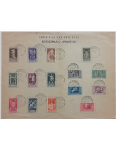 Egeo - 1938 - Bimillenario Augusto, la serie su folder ufficiale con annulli di Rodi, serie n° 99/108 + P.A. 47/51 Cat. € 550 (F
