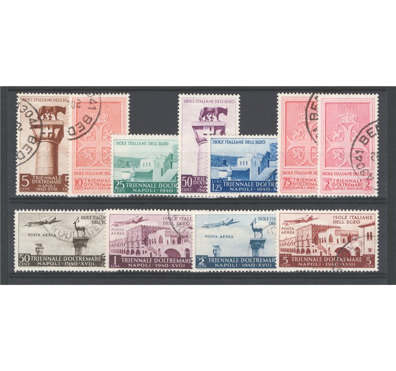 Egeo - 1940 - I Mostra Triennale d'Oltremare, serie n° 111/17 + P.A. 52/55. Cat. € 140 (U)