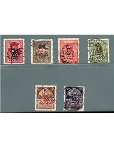 Egeo - Occup. Tedesca - 1944 - Pro sinistrati di guerra, serie n° 126/31. Firm.: Raybaudi. Cert.: IC. Cat. € 325 (U)