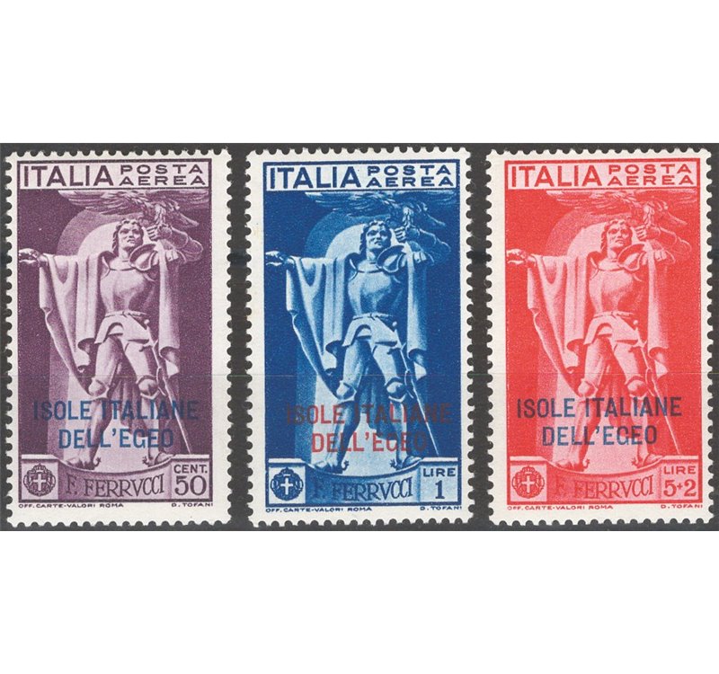Egeo - 1932 - P.A. Ferrucci, serie n° 1/3. Cat. € 110 (*)