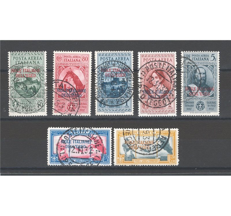 Egeo - 1932 - P.A. Garibaldi, serie n° 14/20. Cert.: IC. Cat. € 2.500 (U)