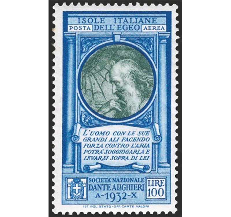 Egeo - 1932 - P.A. Dante 100 £, n° 21. Cat. € 75 (**)