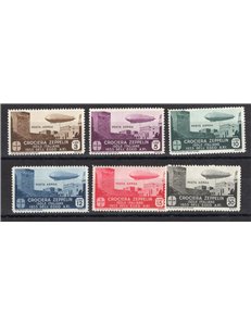 Egeo - 1933 - P.A. Crociera Zeppelin, serie n° 22/27. Cert.: IC. Cat. € 3.000 (**)