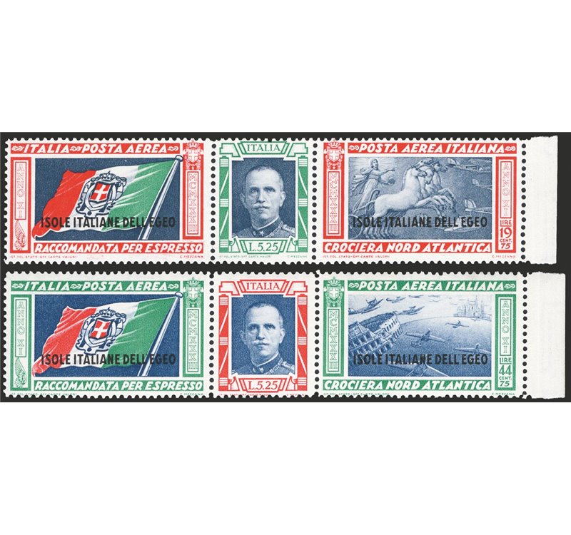 Egeo - 1933 - P.A. Trittici Balbo, serie n° 28/29. Cert.: IC. Cat. € 650 (**)