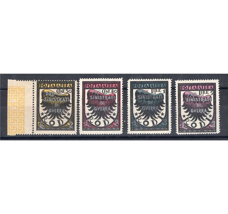 Egeo - 1944 - Occup. Tedesca - P.A. Pro Sinistrati di Guerra, serie n° 56/59. Cat. € 650 (**)