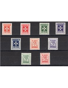 Egeo - 1934 - Segnatasse soggetti vari, serie n° 1/9. Cert.: IC. Cat. € 350 (**)