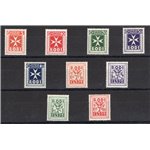 Egeo - 1934 - Segnatasse soggetti vari, serie n° 1/9. Cert.: IC. Cat. € 350 (**)