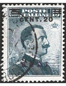 Egeo - Rodi - 1916 - Michetti 20 c. su 15 grigio soprast., n° 8. Cert.: IC. Cat. € 275 (U)