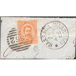 Eritrea -28/4/1886 - Precursori 20 c. arancio su frammento obliterato con numerale “3862” accompagnato dal cerchio di Massaua 3°