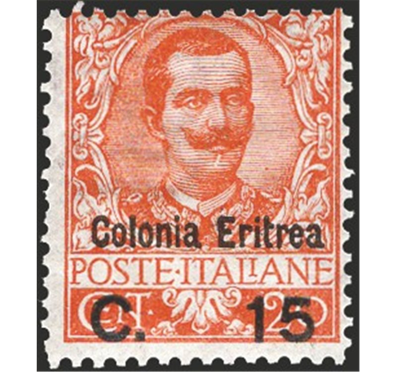 Eritrea - 1905 - Floreale 15 c. su 20 arancio, n° 30. Cert.: IC. Cat. € 450 (**)