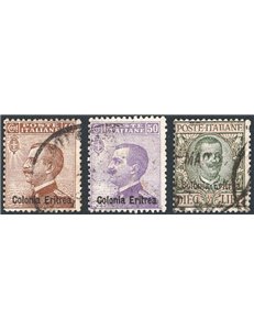 Eritrea - 1916 - Michetti e Floreale, serie n° 38/40. Cert.: Biondi. Cat. € 1.200 (U)