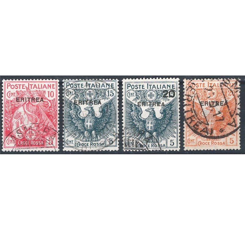 Eritrea - 1916 - Croce Rossa, serie n° 41/44. Cat. € 160 (U)