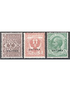 Eritrea - 1924 - Soprast. serie n° 77/79. Cat. € 100 (**)