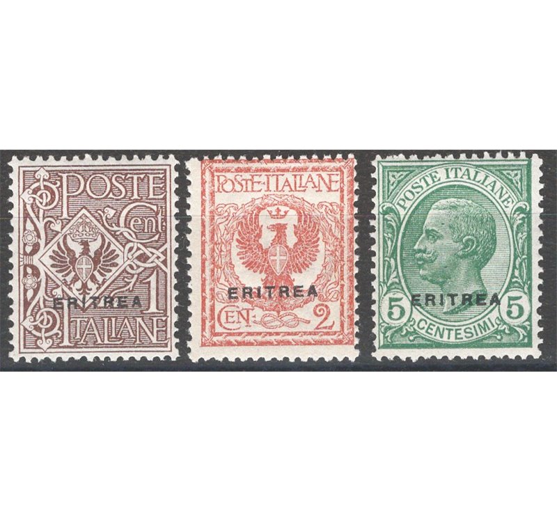 Eritrea - 1924 - Soprast. serie n° 77/79. Cat. € 100 (**)