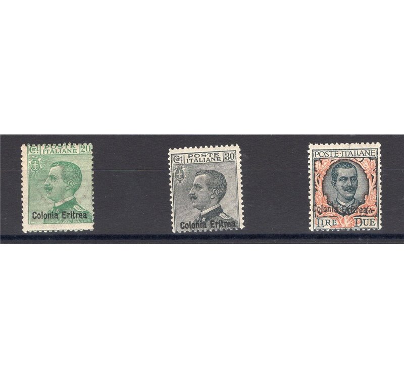 Eritrea - 1924 - Soprast., serie n° 93/95. Cert.: Biondi. Cat. € 700 (**)