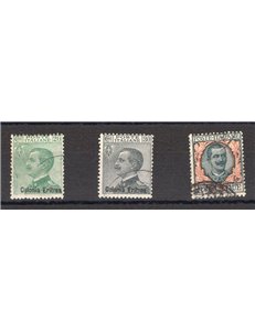Eritrea - 1925 - Soprast., serie n° 93/95. Cert.: Biondi. Cat. € 240 (U)