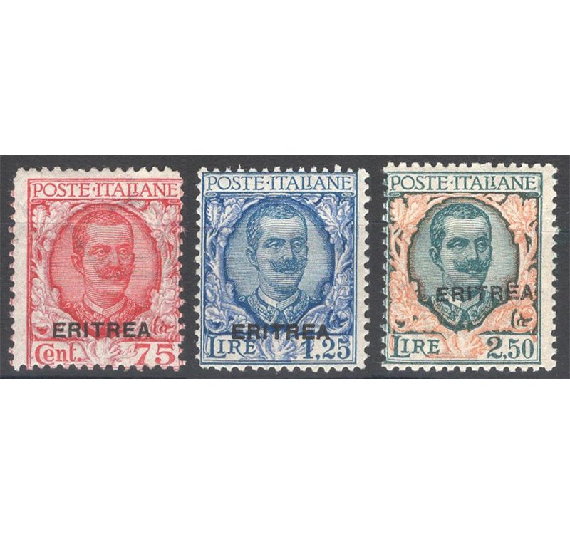 Eritrea - 1926 - Floreale soprast., serie n° 113/15. Cert.: Biondi. Cat. € 1.650 (**)