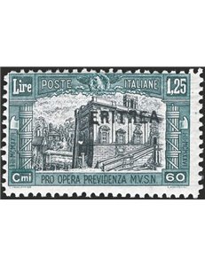 Eritrea - 1927 - Milizia I 1,25 £ ardesia e nero con soprast. fortemente spostata in alto non emesso, n° 118Aa. Cert.: Biondi. C