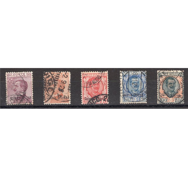 Eritrea - 1928/29 - Soprast., serie n° 123/27. Cert.: Biondi. Cat. € 650 (U) 