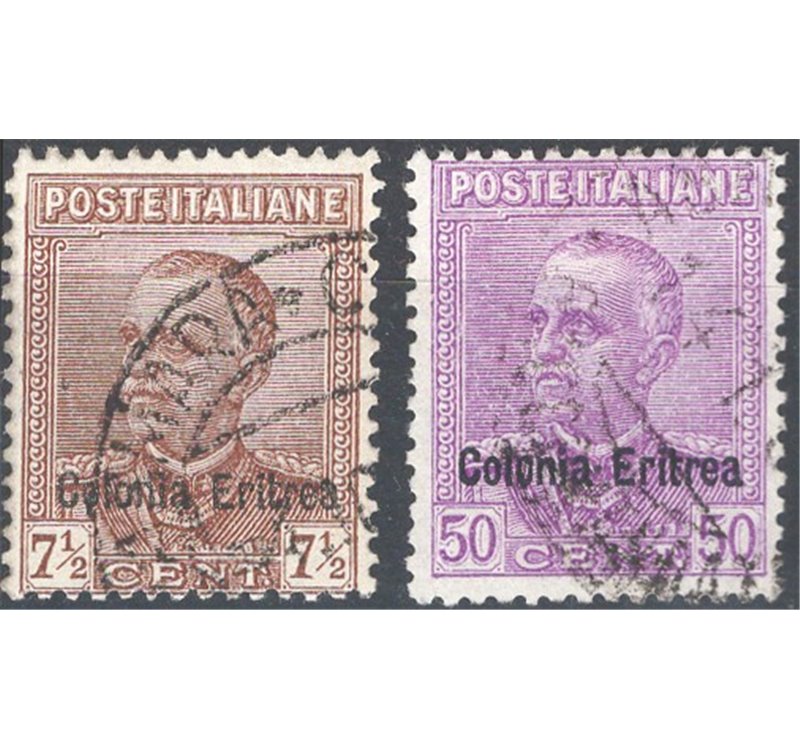 Eritrea - 1928/29 - Soprast., serie n° 142/43. Cat. € 200 (U)