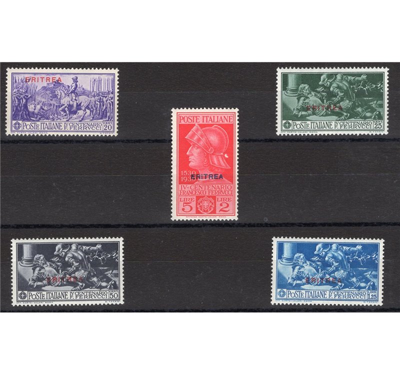 Eritrea - 1930 - Ferrucci, serie n° 165/69. Cert.: IC. Cat. € 250 (**)