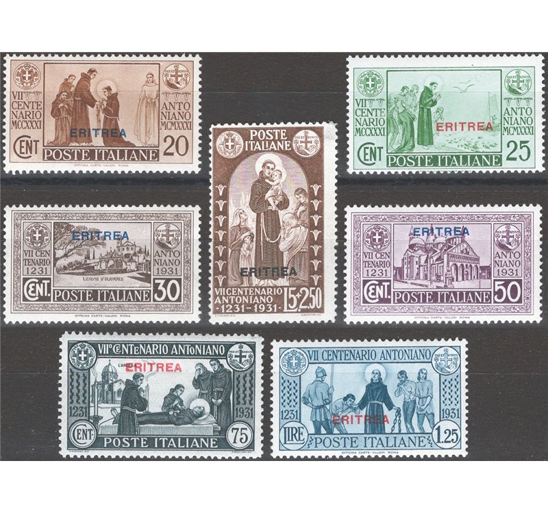 Eritrea - 1930 - S. Antonio, serie n° 188/94. Cat. € 100 (**)