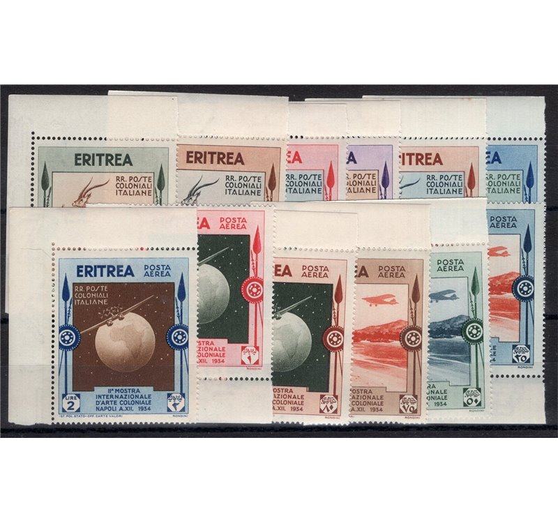 Eritrea - 1934 - Mostra Coloniale, serie n° 220/25 + P.A. 1/6. Cat. € 330 (**)