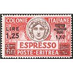 Eritrea - 1935 - Espresso 60 c. rosso e bruno soprast. 1,25 £ ripetuta in lingua locale, dent. 13½, n° 10. Cert.: IC. Cat. € 3.0