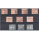 Eritrea - 1903 - Segnatasse soprast., la serie senza il 10 £, n° 1/10. Cert.: IC. Cat. € 1.350 (U)