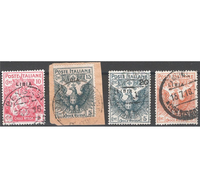 Libia - 1915/16 - Croce Rossa, serie n° 13/16. Cat. € 160 (U)
