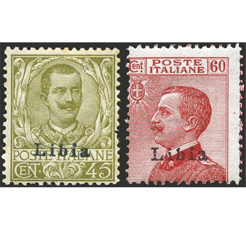 Libia - 1917/18 - Soprast. 45 c. e 60 c., serie n° 18/19. Cert.: Biondi. Cat. € 300 (**)