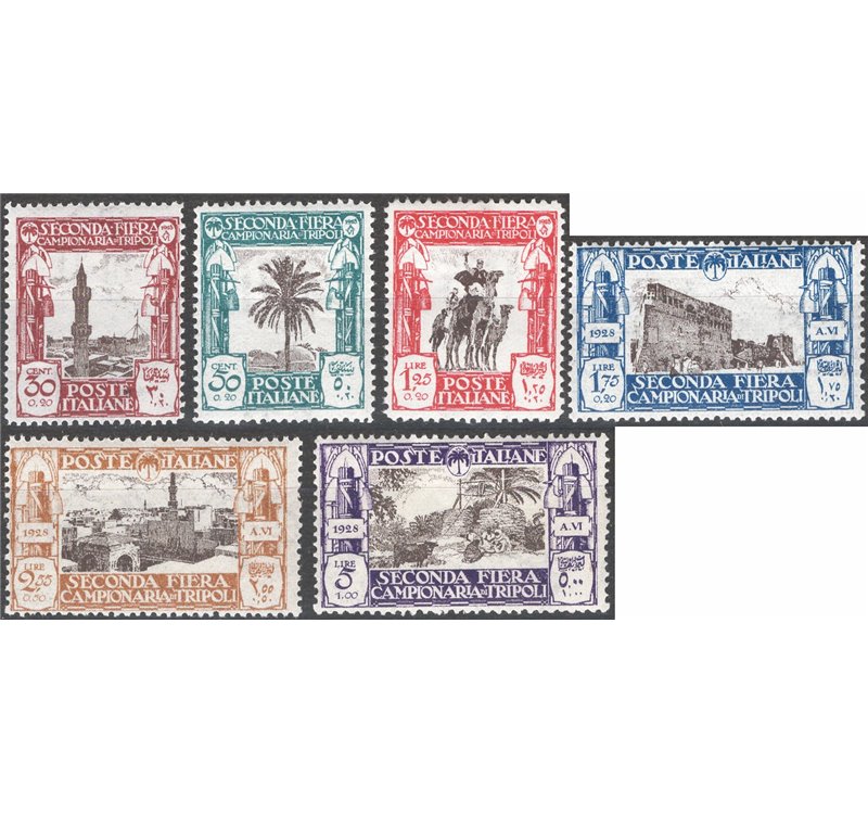 Libia - 1928 - II Fiera di Tripoli, serie n° 72/77. Cat. € 130 (**)