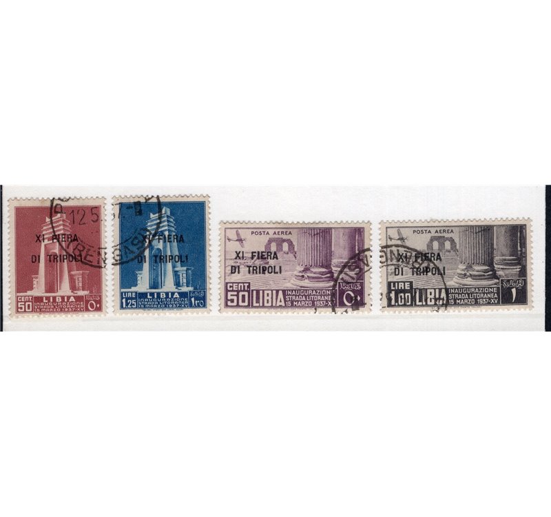 Libia - 1937 - XI Fiera di Tripoli, serie n° 142/43 + P.A. 32/33. Cat. € 220 (U)
