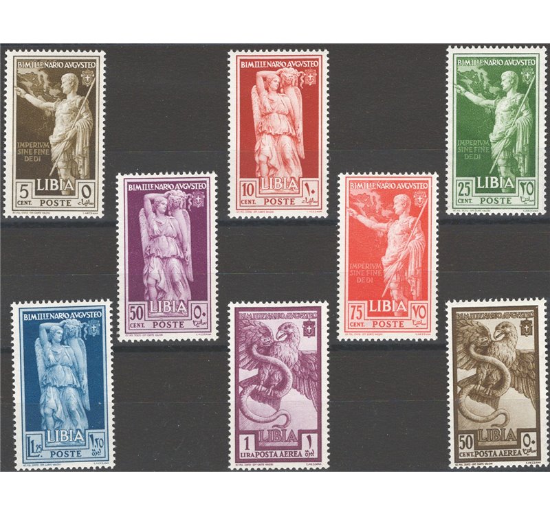 Libia - 1938 - Augusto, serie n° 152/57 + P.A. 36/37. Cat. € 50 (**)
