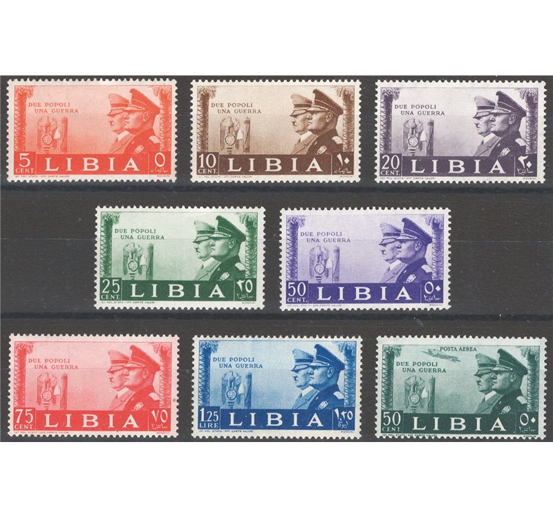 Libia - 1941 - Asse Italo Tedesca, serie n° 171/77 + P.A. 45. Cat. € 167 (**)