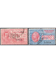 Libia - 1915 - Espressi soprast. 1° tipo, serie n° 1/2. Cat. € 100 (U)
