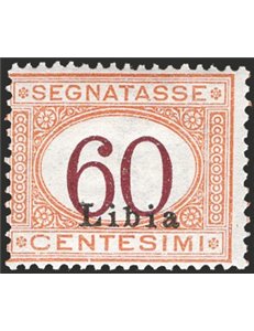 Libia - 1915 - Segnatasse 60 c. con cifra bruna e soprast., n° 11. Cert.: IC. Cat. € 750 (**)