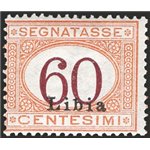 Libia - 1915 - Segnatasse 60 c. con cifra bruna e soprast., n° 11. Cert.: IC. Cat. € 750 (**)