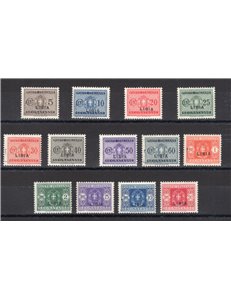 Libia - 1934 - Segnatasse soprast., serie n° 12/24. Cert.: Biondi. Cat. € 1.125 (**)
