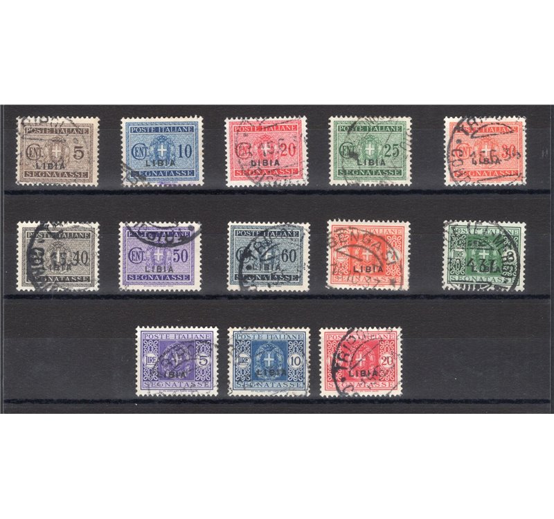 Libia - 1915 - Segnatasse soprast., serie n° 12/24. Cat. € 400 (U)